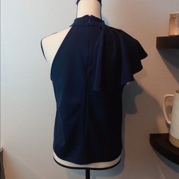 Anthro Eri + ali Navy Blue Fringed Design Top - Picture 6 of 10